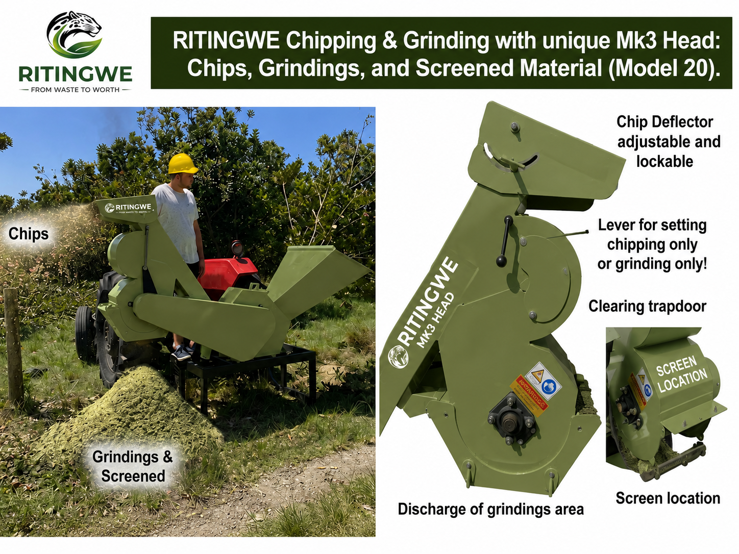 225 PTO Wood Chipper and Grinder | Tractor-Mounted Commercial Wood Chipper South Africa thumbnail 3